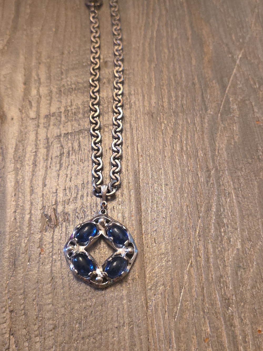 Barclay Designer Silver Necklace with Blue Gemstone Pendant - Women's Jewelry